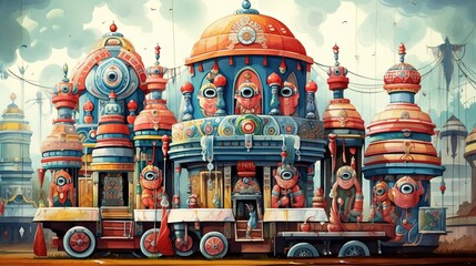 Wall Mural - Ratha Yatra, Lord Jagannath, Balabhadra and Subhadra, Generative ai.