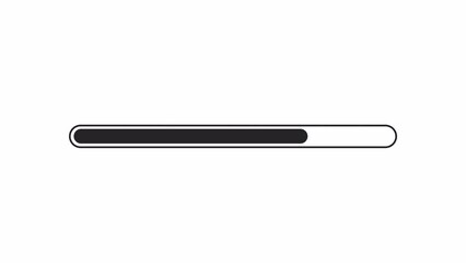 Poster - Horizontal download bar black and white loading animation. Task outline 2D cartoon preloader, flat ui element 4K video loader motion graphic. Data synchronization waiting animated indicator gif