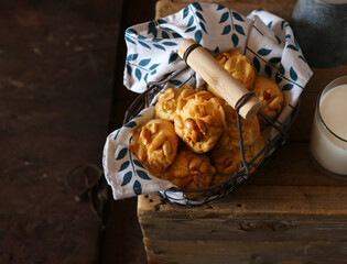 Poster - homemade peanut cookies, rustic style