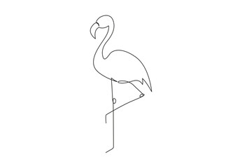 Poster - single line drawing of flamingo. beautiful flamingo bird icon. isolated on white background vector i