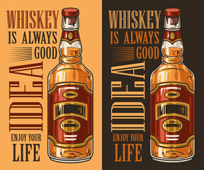 Wall Mural - Bottle whiskey vintage flyer colorful