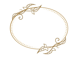 Wall Mural - Vector horizontal oval dotted frame with ivy leaves decoration