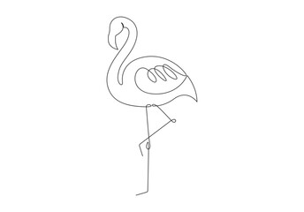 Poster - flamingo continuous one line drawing vector illustration. isolated on white background vector illust