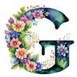 Ozdobna litera G zdobiona kwiatami