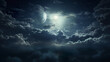 Night sky illustration with lunar glow and 3D clouds. Abstract background of clouds and night sky in detail. Full moon day.