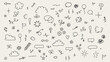 © Yanzar - Cute simple hand drawn elements set. Pen line doodles heart, arrows, scribble, cloud, speech bubble, star, shapes. Good for print, cartoon, card, decoration, sticker.