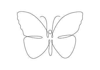Poster - continuous one line drawing of beautiful butterfly. single one line art of flying abstract butterfly