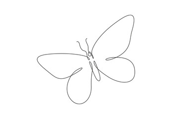 Wall Mural -  Continuous one line drawing of beautiful butterfly. Isolated on white background vector illustration. Premium vector. 