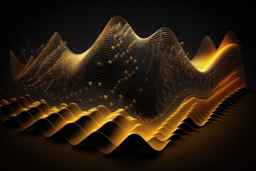 Sticker - Abstract background with golden waves