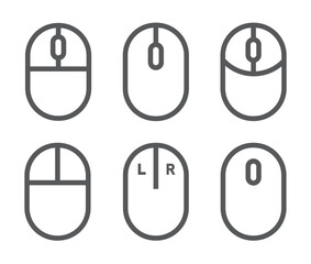 Poster - Mouse icon vector set. Computer mouse symbol outline. Editable stroke. Simple design for web and mobile app. Vector
