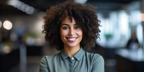 Leinwandbilder - A businessman girl works in an office