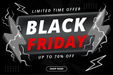 Wall Mural - black friday sale banner design, clock coming soon limited time.