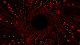 Fototapeta Perspektywa 3d - Abstract 3d red color circle tunnel or wormhole. Digital background with connected green dots. 3d rendering.