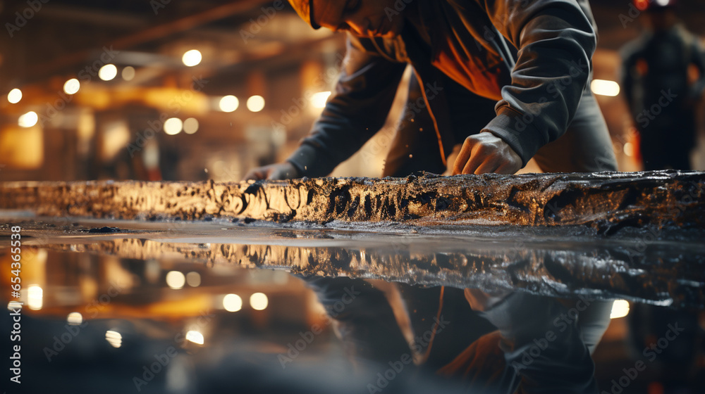 Pouring wet concrete at construction site. Stock Photo | Adobe Stock