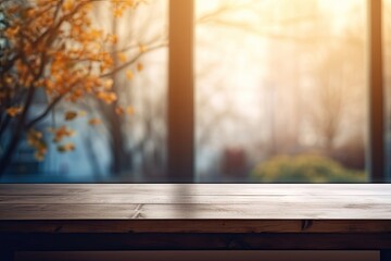 Poster - background of window blurred featuring a table