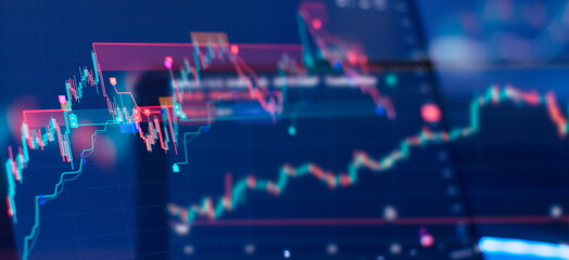 Economic graph with diagrams on the stock market, for business and financial concepts and reports.