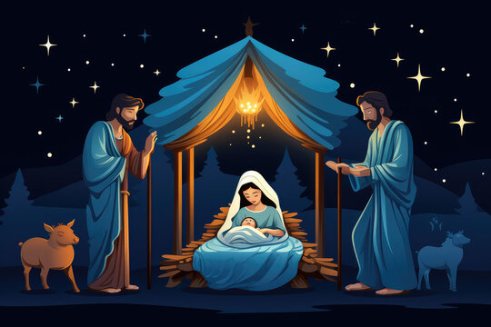 Nativity Scene Illustration 