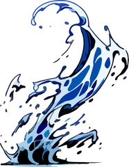 Wall Mural - power blast magic water splash element comic action effect drawing lines generated with AI