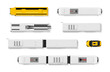 Modern public transport top view bus yellow taxi tram train subway set realistic vector