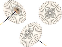 白い和傘のイラストセット