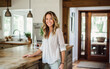 © AI_images - Smiling woman behind modern rustic kitchen
