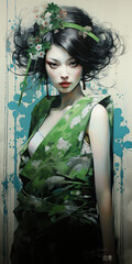 Wall Mural - portrait of a Asian woman lady yin femininity elegance - by generative ai