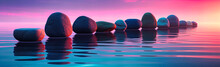 Tranquil Water Scene - Line Of Rocks With Reflections