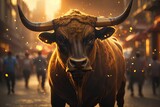 portrait of angry bull in realistic cinematic. ai generative