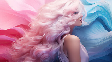 Sticker - pink lady feminine femininity long hair fashion flow - by generative ai