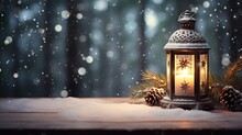 Christmas Lantern Snowy Decorations Ai Generated Christmas Background Illustration