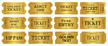 Vector Set Of Golden Ticket Template. Invite Ticket .Vector Illustration.