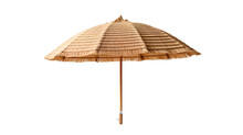 Straw Beach Umbrella. Isolated On Transparent Background.