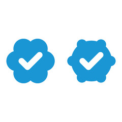 Poster - Set of vector badges and labels with check mark icons. Approved and certified icon. Check mark symbol. verified blue check logo with cloud shield. speech bubble check mark icon
