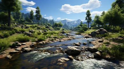 Wall Mural - mountain river in the mountains UHD wallpaper Stock Photographic Image