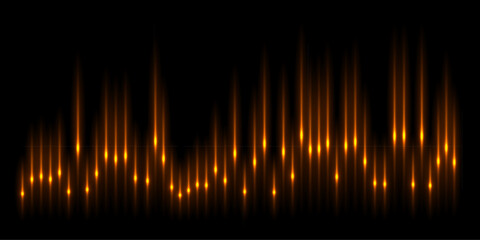 Poster - Sound wave pulse with frequency lines and glow light effect, spectrum waveform pattern
