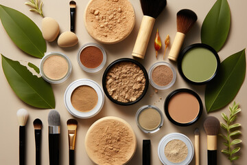 Wall Mural - Organic makeup ingredients, Sustainable cosmetics.