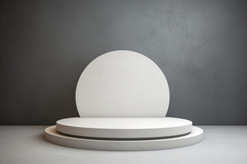 Wall Mural -  a small round podium white on a gray background