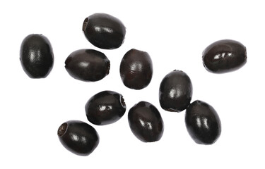 Canvas Print - Black olives fly isolated on white, clipping path