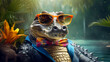 close up of a crocodile alligator funny with glasses desktop wallpaper