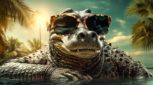 Close Up Of A Crocodile Alligator  Funny With Glasses Desktop Wallpaper