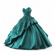Green ball gown dress isolated on white