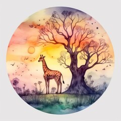 Wall Mural - giraffe in the woods