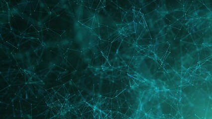 Abstract Green Plexus Background.  Futuristic technology motion background. Network Business Technology