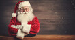 Smiling Santa Claus with blank advertisement space,  copy space
