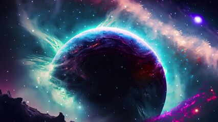 Wall Mural - galaxy and nebula with planets. abstract space background. endless universe with stars and galaxies 