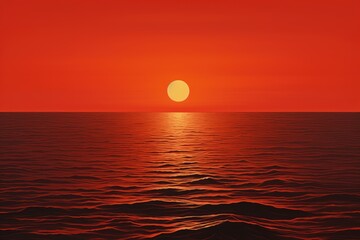 Wall Mural - a red and orange sun rising over the ocean Generative AI