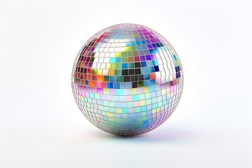 Poster - White background with shiny disco ball