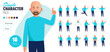 © Vector Characters - Simple flat 2d bald bearded male vector character in a set of multiple poses. Easy to edit and isolated on a white background. Modern trendy style character mega pack with lots of poses.