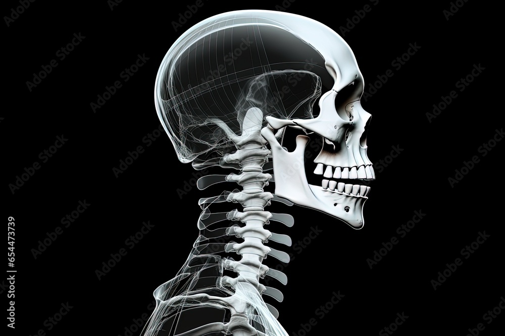 X ray film of the lateral view of the skull and cervical spine Stock ...