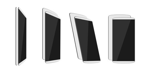 Poster - White thin smartphones face and back different foreshortening